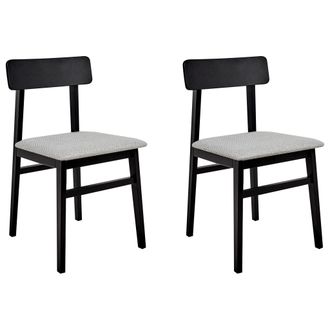 Beliani Beliani - Conjunto De 2 Sillas De Comedor Asiento De Tela Estructura De Madera Negra Gris Stacy