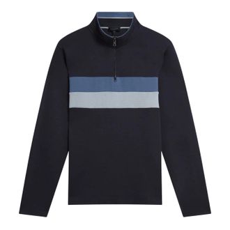 Ted Baker Heren Quarter Zip Fleece Top (Marine)