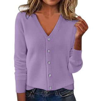 Generic Cardigans for Women Long Sleeve Open Front Lightweight Knit Sweaters Button Down V Neck Ribbed Cardigan Ladies Winter Soft Comfy Jumper Outerwear Plus