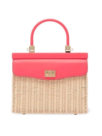 Rodo Wicker And Leather Medium Handbag
