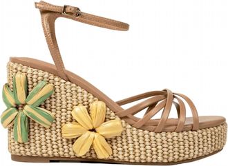 Cecelia New York Womens Lee Flora Wedge Sandal In Tea Tan