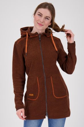 Deproc Strickmantel DEPROC ACTIVE KENNEWICK II LONG, Damen, Gr. 36/38 (M), braun, 100% Polyester, tailliert, gerader Abschluss, M&auml;ntel Strickmantel, ausserge