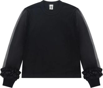 Comme Des Garçons ruffled-sleeve sweatshirt - women - Wool/Polyester - M - Black