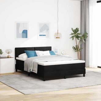vidaXL Cama Tipo Box Spring Con Colch&oacute;n Negro 140 X 190 Cm Tela Vidaxl