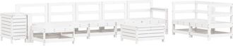 vidaXL Juego De Sof&aacute;s De Jard&iacute;n 10 Pzas Madera Maciza De Pino Blanco Vidaxl
