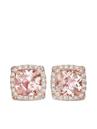 David Yurman 18kt rose gold Petite Chatelaine morganite and diamond stud earrings (5mm)