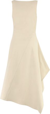 Bottega Veneta Womens Cotton Midi-Dress Beige