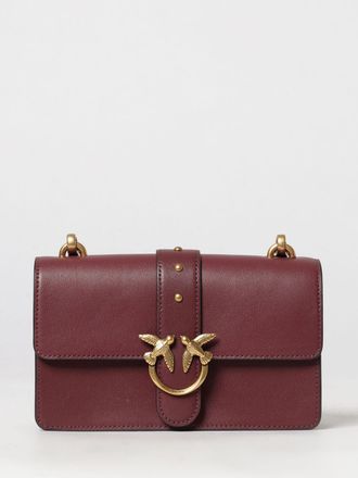 Pinko Love One Classic Smooth Leather Mini Crossbody Bag with Love Birds Buckle