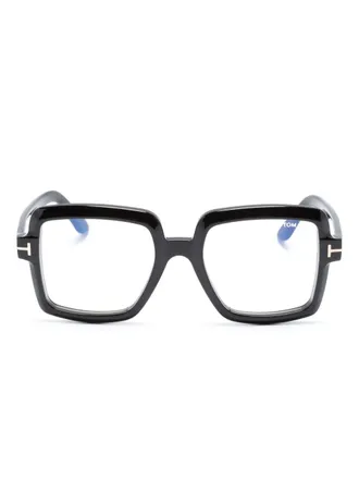 Tom Ford Eyewear logo-engraved square-frame glasses - unisex - Acetate - 53 - Black