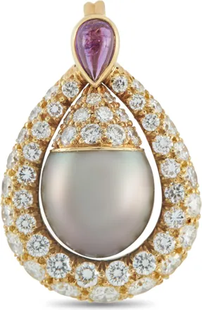 Mauboussin 18K Yellow Gold 1.55ct Diamond, Amethyst, and Pearl Pendant MB30-121525