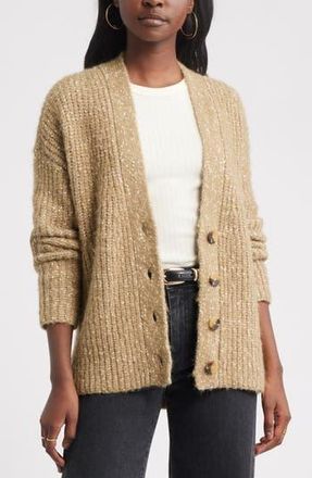 Treasure & Bond Oversize Nubby Cardigan in Tan Lead Combo at Nordstrom Rack, Size Large/x-Large