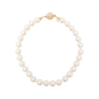 Alessandra Rich Pearl Necklace With Crystal Embellishment - female - Alessandra Rich - Necklaces - White - ONE SIZE - Accessories