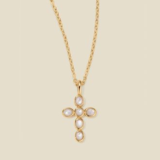 Made by Mary Mother of Pearl Cross Charm Necklace