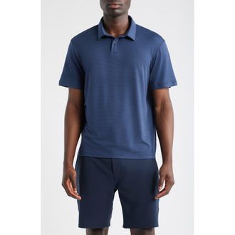 Zella Dynamic Stripe Polo in Navy Eclipse Stripe at Nordstrom, Size Medium