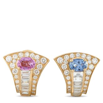 Bulgari 18K Yellow Gold 2.50ct Diamond and Sapphire Clip-On Earrings BV07-060526