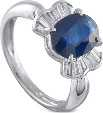 Luxury Bazaar Anello in platino con diamante e zaffiro - Argento