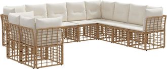 vidaXL Conjunto De Sof&aacute;s De Exterior Natural Poli&eacute;ster Vidaxl