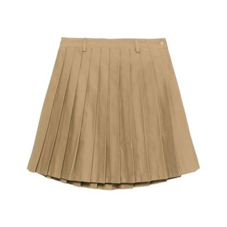 7 For All Mankind Beige Cotton Pleated High Waist Skirt