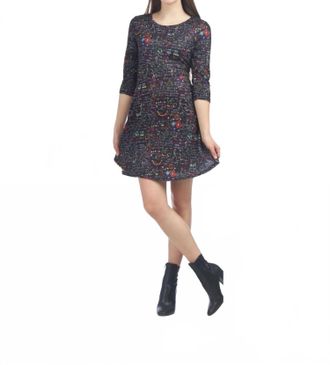 Papillon Science Print Sweater Dress In Black