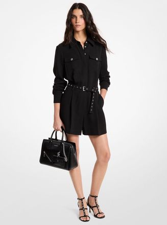 Michael Kors Belted Crepe Romper