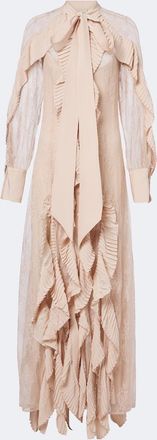 Blumarine Ruffled tie-neck lace gown