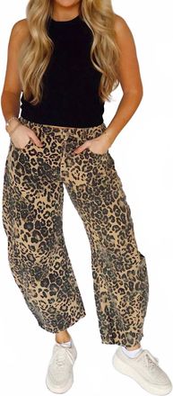 So Me Animal Print Barrel Jeans In Cheetah