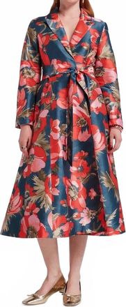 Frances Valentine Lucille Wrap Dress In Navy/red/multi