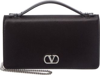 Valentino Vlogo Satin Wallet On Chain