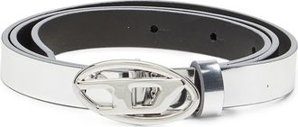 Diesel Oval D Buckle Metallic Belt in Silver at Nordstrom, Size 75