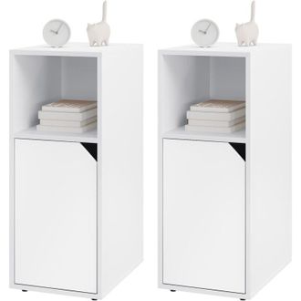 Woltu 2x Bedside Tables Cabinet Slim Side Table Bedroom Furniture Nightstand Storage White