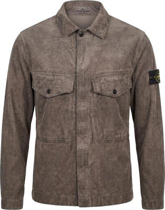 Stone Island Corduroy Terra-effect Regular-fit Zip-up Overshirt With Chest Pockets