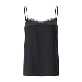 Marc Cain Zijden top met kant - Dames - Tops zonder mouwen - Zwart - S - Tops