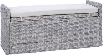 vidaXL Banco De Almacenamiento Con Coj&iacute;n Lavado 110 X 40 X 50 Cm Rat&aacute;n Vidaxl