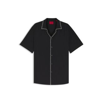 HUGO BOSS Relaxed-fit shirt in cotton seersucker