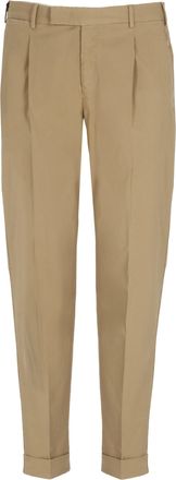 Pantaloni Torino Beige Cotton Straight-Leg Pants