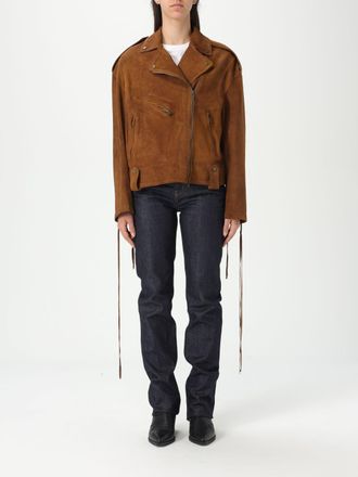 Salvatore Santoro Womens Suede Leather Motorcycle Jacket - Brown