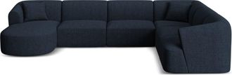 Cosmopolitan Design Sof&aacute; esquinero panor&aacute;mico 7 plazas tejido estructural azul regio
