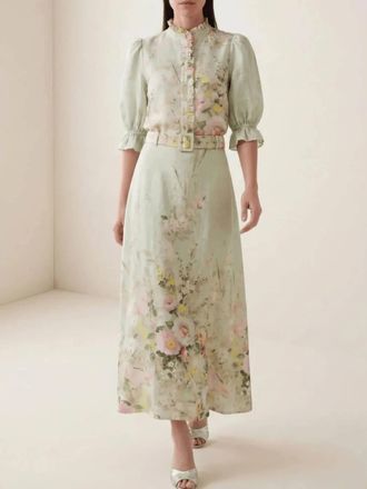 byTiMo Linen Midi Skirt In Harmony