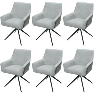 Hhg Set 6x sedie poltroncine con seduta girevole HHG 081 tessuto grigio chiaro ecopelle grigio scuro