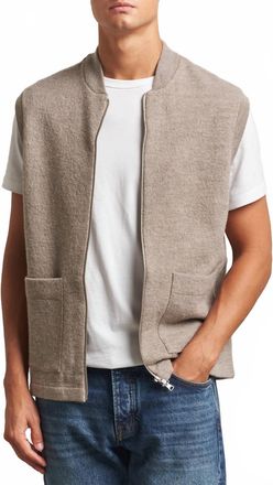 Nn.07 Boiled Wool Vest In Khaki Beig