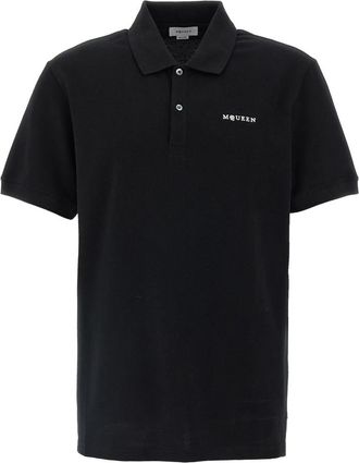 Alexander McQueen Polo Shirt met Logo-Borduurwerk - Heren - Polos - Zwart - S - Katoen - Tops
