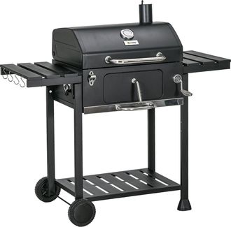 OUTSUNNY Charcoal BBQ Grill Smoker Trolley with Shelves - Bottle Opener and Wheels - Outsunny | TJ Hughes
