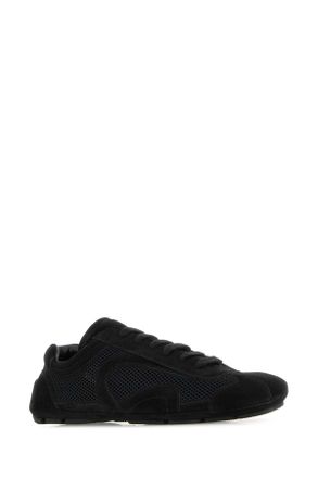 Prada Mens Black Suede And Mesh Montecarlo Re-Edition 2005 Sneakers Nero