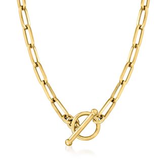 RS Pure by Ross-Simons 4mm 14kt Yellow Gold Paper Clip Link Toggle Necklace