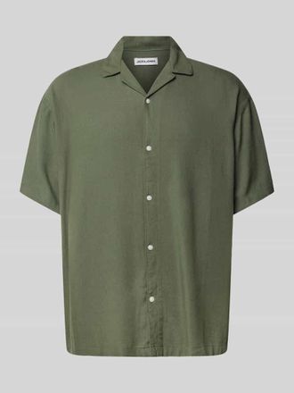 Jack & Jones Jack & Jones Relaxed Fit Freizeithemd aus Viskose-Leinen-Mix Modell WAYNE in Dunkelgruen, Gr&ouml;&szlig;e XXL