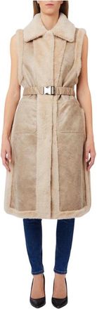 Liu Jo Fake Montone Gilet Double - Dames - Bodywarmers - Beige - ONE Size - Polyester - Jassen