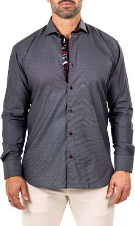 Maceoo Eins Marthy Contemporary Fit Cotton Button-Up Shirt in Black at Nordstrom, Size 5
