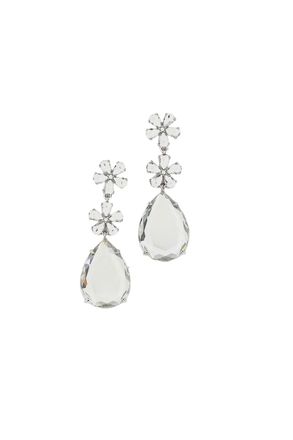 Self Portrait Silver Crystal Flower Tiered Earrings