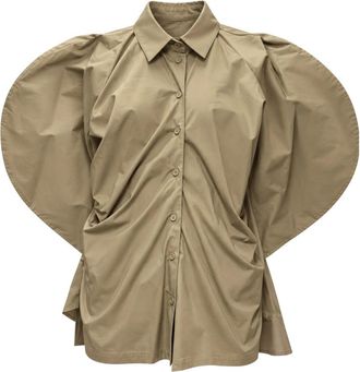 Meimeij M6Fag 1 Shirt - Dames - Blouses - Beige - M - Katoen - Overhemden