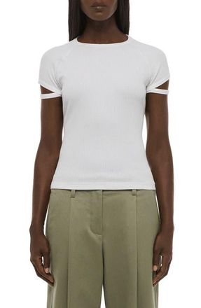 Helmut Lang Raglan Sleeve Rib T-Shirt in Optic White at Nordstrom, Size Xx-Small
